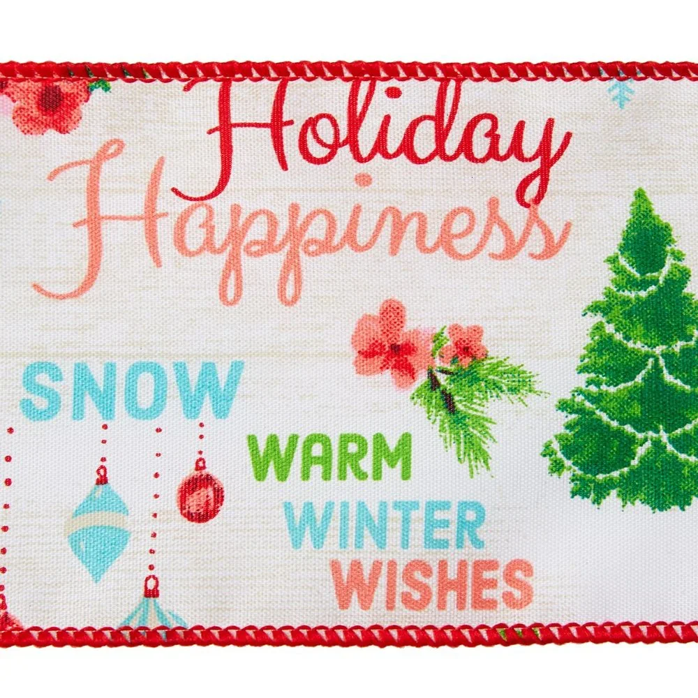 The Pioneer Woman Holiday Sentiments Fabric Ribbon
